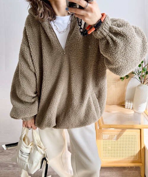 Cura Closet パーカー 「ema.217 select」テディボア ハーフジップ