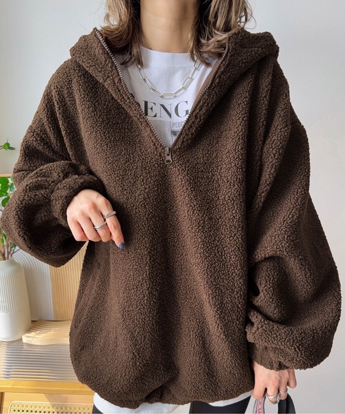 Cura Closet パーカー 「ema.217 select」テディボア ハーフジップ