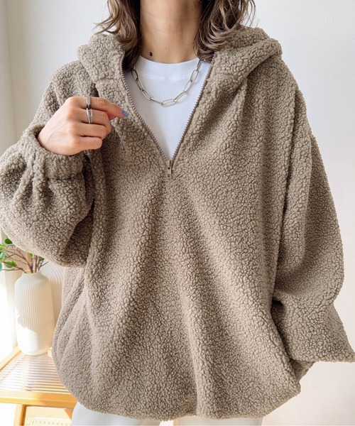 Canterbury ハーフジップパーカー Cura Closet パーカー 「ema.217 select」テディボア ハーフジップ
