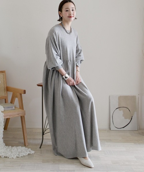 「ECRIRE」 ニットワンピース L グレー レディース_画像4