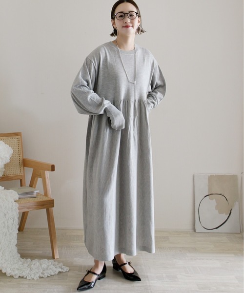 「ECRIRE」 ニットワンピース L グレー レディース_画像7