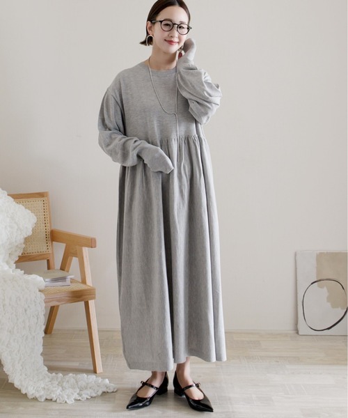 「ECRIRE」 ニットワンピース L グレー レディース_画像8