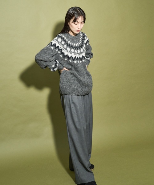 「Audrey and John Wad」 長袖ニット FREE ダークベージュ レディース_画像2