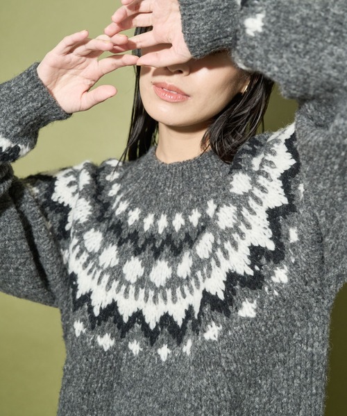 「Audrey and John Wad」 長袖ニット FREE ダークベージュ レディース_画像4