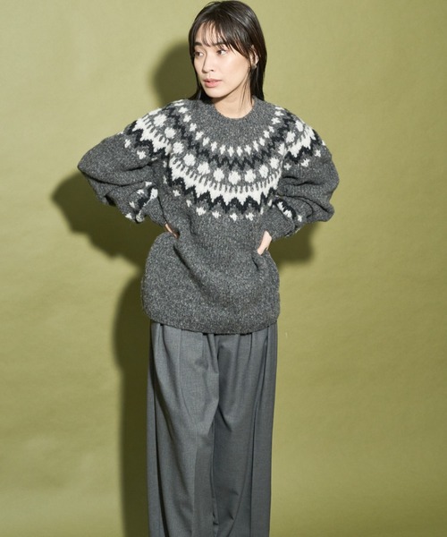 「Audrey and John Wad」 長袖ニット FREE ダークベージュ レディース_画像5