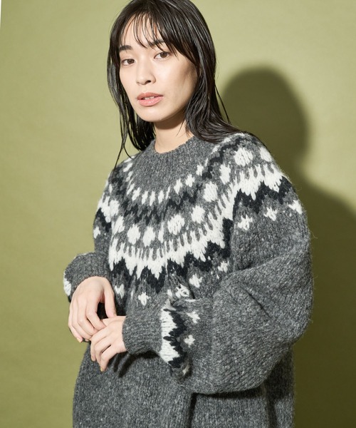 「Audrey and John Wad」 長袖ニット FREE ダークベージュ レディース_画像7