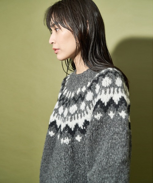 「Audrey and John Wad」 長袖ニット FREE ダークベージュ レディース_画像8