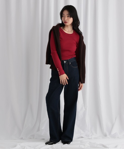 「mysty woman」 長袖ニット FREE オフホワイト レディース_画像9