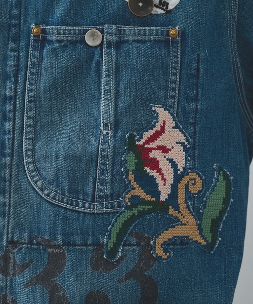 デニムジャケット gジャン 「KHOKI/コッキ」Hand-Embroidered Denim Coverall メンズの画像