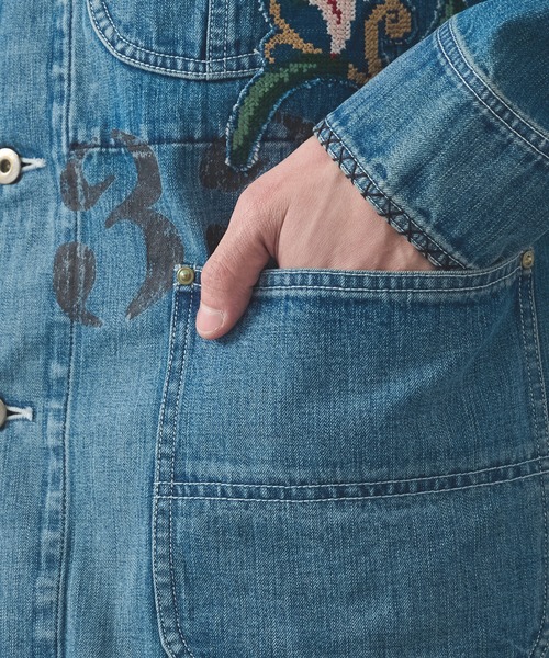 デニムジャケット gジャン 「KHOKI/コッキ」Hand-Embroidered Denim Coverall メンズの画像