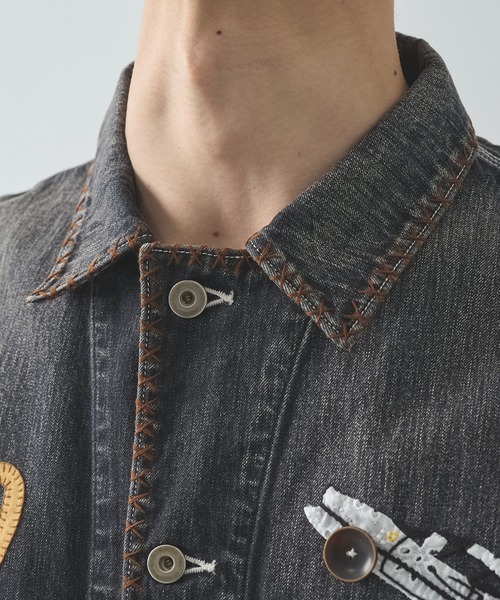 デニムジャケット gジャン 「KHOKI/コッキ」Hand-Embroidered Denim Coverall メンズの画像
