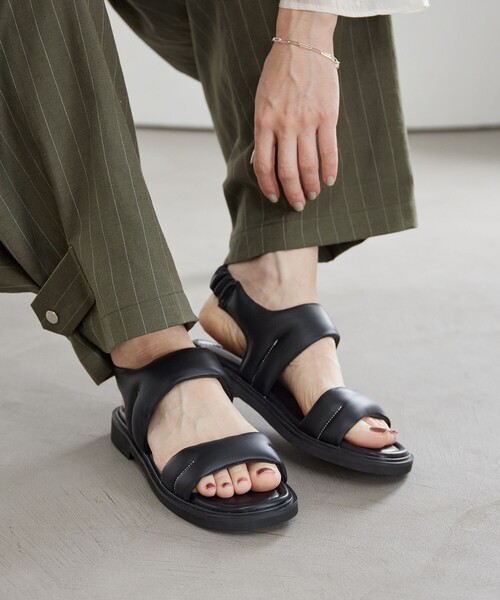 UNITED ARROWS サンダル ブラック BEAUTY＆YOUTH UNITED ARROWS サンダル プク ステッチ サンダル