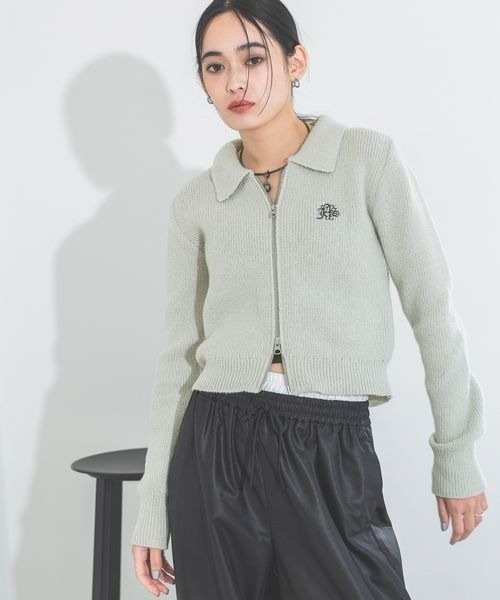 「JEANASIS」 ニットカーディガン FREE ライトグレー レディース_画像4