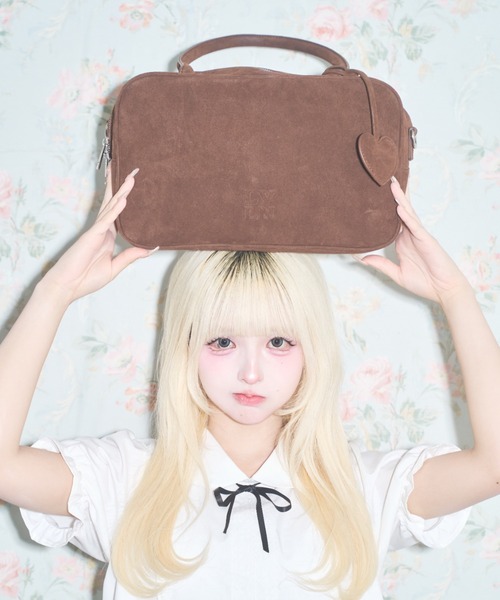 Lovilyn ハンドバッグ ハートチャーム付き2wayボストンバッグ