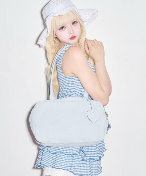 Lovilyn ハンドバッグ ハートチャーム付き2wayボストンバッグ