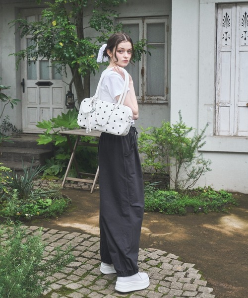 Lovilyn ハンドバッグ ハートチャーム付き2wayボストンバッグ