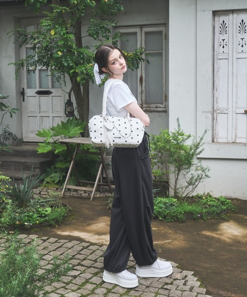 Lovilyn ハンドバッグ ハートチャーム付き2wayボストンバッグ