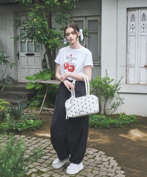 Lovilyn ハンドバッグ ハートチャーム付き2wayボストンバッグ