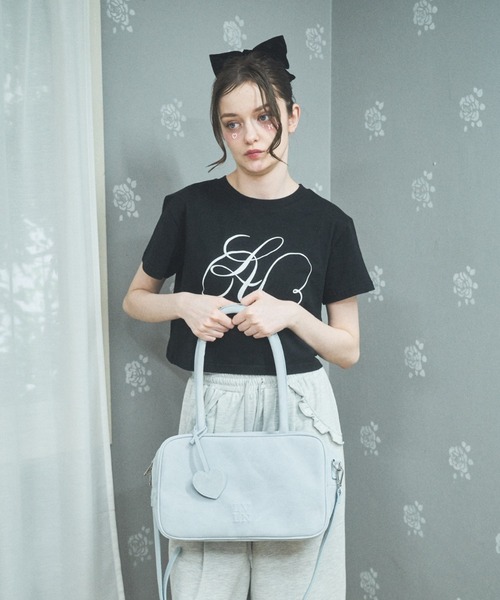 Lovilyn ハンドバッグ ハートチャーム付き2wayボストンバッグ 