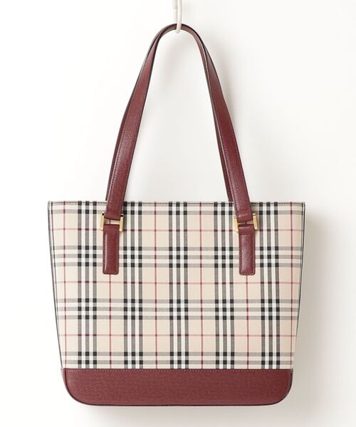 良品 BURBERRY ハンドバッグ キャンバス ブラウン ノバチェック 肩掛け BURBERRY（バーバリー） ノバチェック柄ハンドバッグ - ブラウン