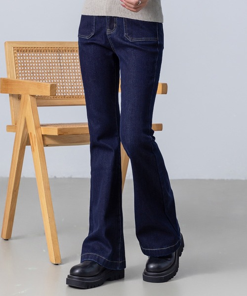 DAY CLOSET ブーツカットデニムパンツ L インディゴブルー レディース