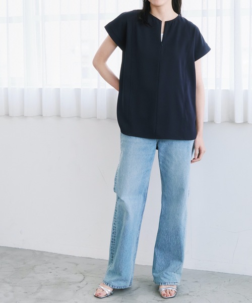 「Emma Taylor」 半袖ブラウス FREE ネイビー レディース_画像4