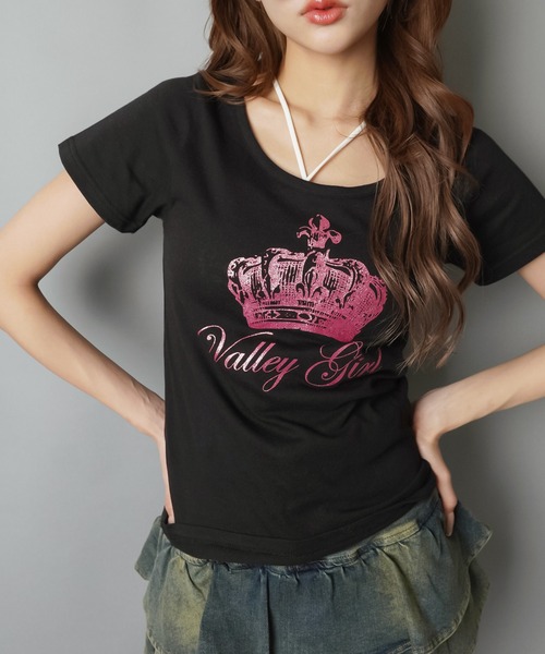 SPINNS（スピンズ） tシャツ 半袖Tシャツ/ピンクラメクラウン/平成