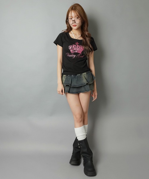SPINNS（スピンズ） tシャツ 半袖Tシャツ/ピンクラメクラウン/平成