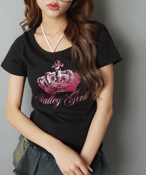 SPINNS（スピンズ） tシャツ 半袖 半袖Tシャツ/ピンクラメクラウン