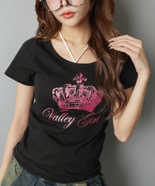 SPINNS（スピンズ） tシャツ 半袖 半袖Tシャツ/ピンクラメクラウン