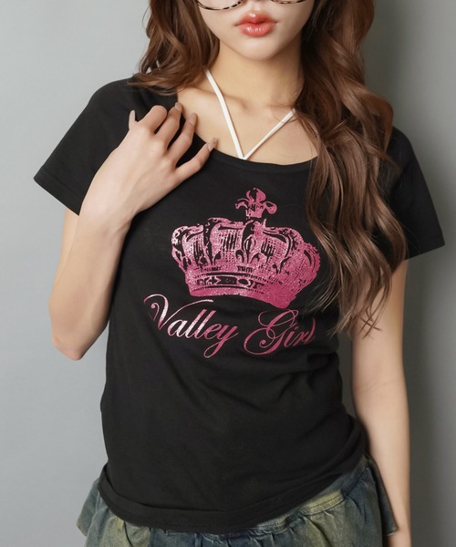 SPINNS（スピンズ） tシャツ 半袖 半袖Tシャツ/ピンクラメクラウン