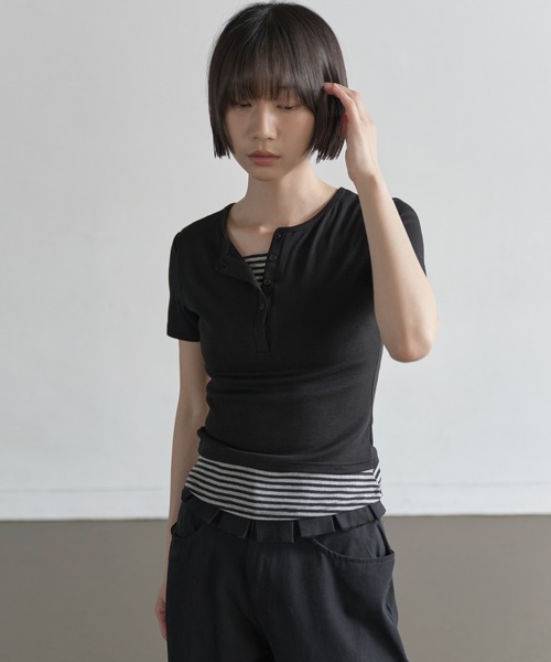 「UNE MANSION」 半袖Tシャツ FREE チャコールグレー レディース_画像3