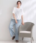 tシャツ 半袖 レースジャカードカットソー「洗...の詳細画像3