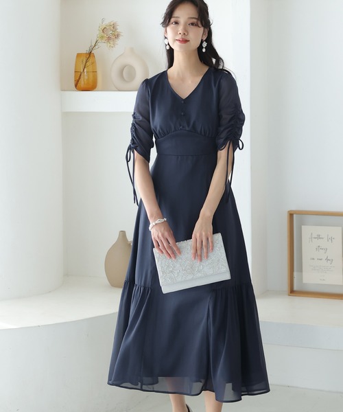 「PourVous」 7分袖ワンピース M スモークピンク レディース_画像2