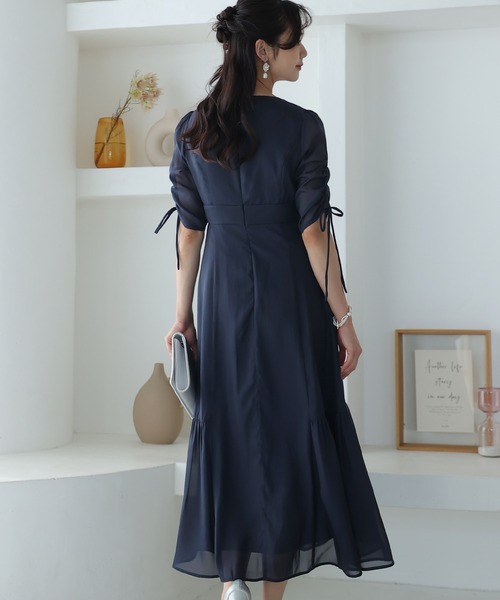 「PourVous」 7分袖ワンピース M スモークピンク レディース_画像4