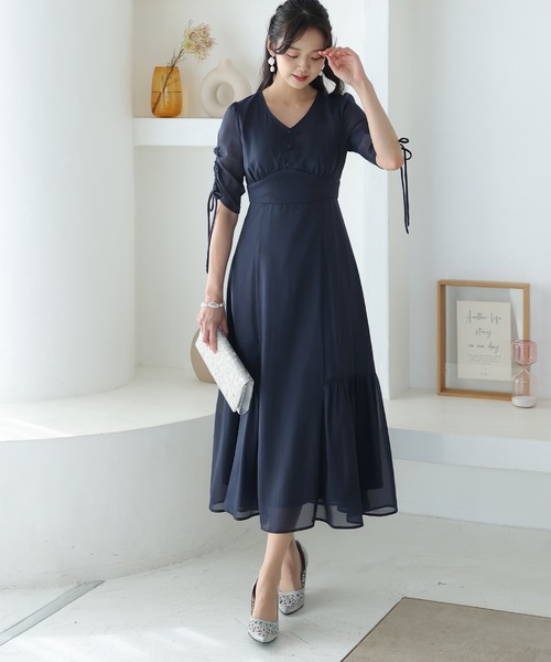 「PourVous」 7分袖ワンピース M スモークピンク レディース_画像6