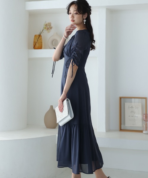「PourVous」 7分袖ワンピース M スモークピンク レディース_画像8