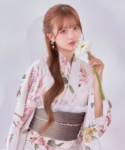 Sugar Mint 花柄浴衣・帯・下駄セット sugar nine 浴衣 浴衣3点セット（浴衣・帯・下駄）吸水速乾 レディース