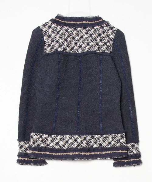 「NOKO OHNO」 刺繍ノーカラージャケット 40 ネイビー レディース_画像2