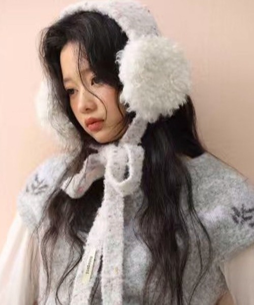00s Y2K 07AW NUMBER (N)INE 耳当て イヤーマフ 本人期 pyornim（ピョルニム） 耳当て イヤーマフ もこもこボア ネップニット