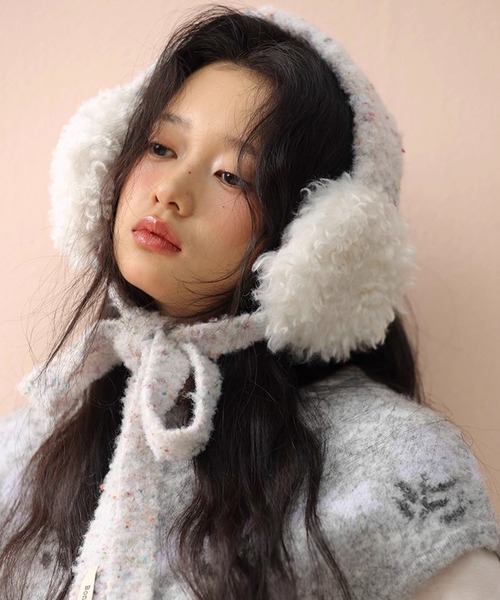 00s Y2K 07AW NUMBER (N)INE 耳当て イヤーマフ 本人期 pyornim（ピョルニム） 耳当て イヤーマフ もこもこボア ネップニット