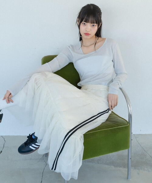 「PUBLUX」 ロングスカート フリ- ブラック レディース (2/8)
