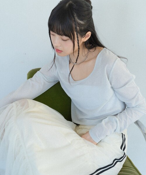 「PUBLUX」 ロングスカート フリ- ブラック レディース (3/8)