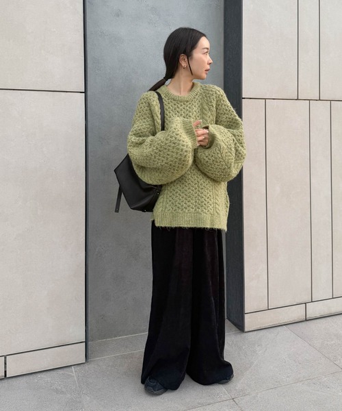ニット セーター 「サイズ展開あり」オーバーサイズハニカムニット
