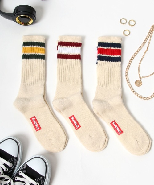 3足まとめセット Healthknit（ヘルスニット） 靴下 「3足セット靴下」無地・ライン
