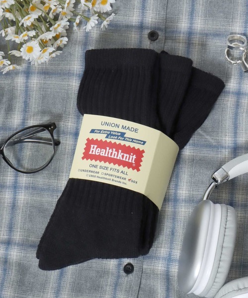 Healthknit（ヘルスニット） 靴下 「3足セット靴下」無地・ライン