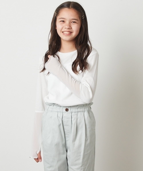 a.v.v tシャツ 「150-160」袖シアー切り替えカットソー キッズ