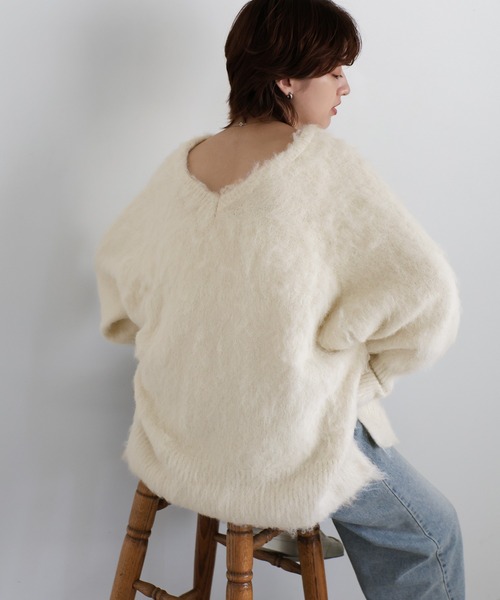 ニット セーター モヘアタッチ2WAYオーバーニット レディース select MOCA ニット セーター モヘアタッチ2WAYオーバーニット