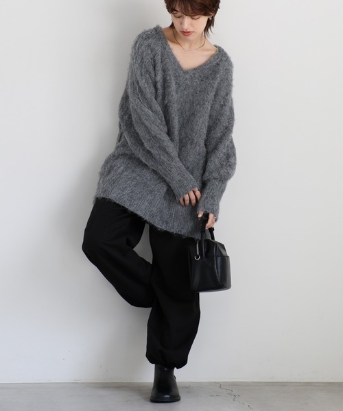ニット セーター モヘアタッチ2WAYオーバーニット レディース select MOCA ニット セーター モヘアタッチ2WAYオーバーニット