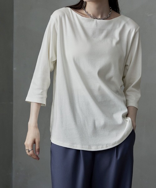 etoll.(エトル) tシャツ ボートネック七分袖Tシャツ レディース etoll.(エトル) tシャツ ボートネック七分袖Tシャツ レディース